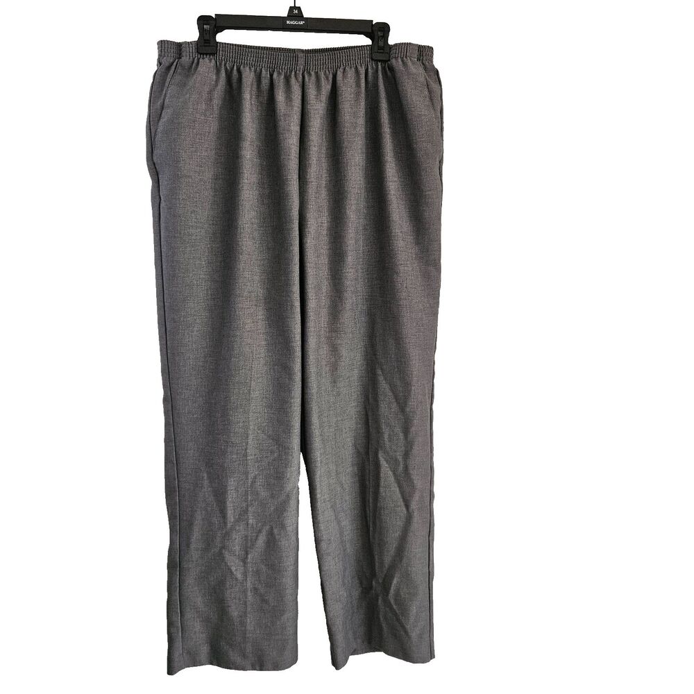 Alfred Dunner Pants Womens 22W Gray Pull-on Elastic Waist Pockets